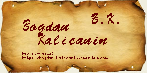 Bogdan Kaličanin vizit kartica